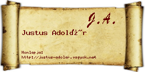 Justus Adolár névjegykártya